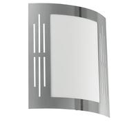 Eglo Outdoor Wall Lamp City, Single-Flame Exterior Light | wall light made of stainless steel and plastic, colour: silver, white, socket: E27, IP44