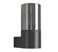 Eglo Outdoor wall lamp Cropani, Front Door and Porch Light with Smoked Glass Cylinder, Black Plastic and Glass, E27 Socket, IP54