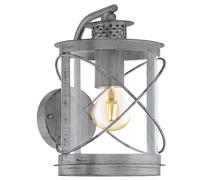 EGLO Outdoor Wall Lamp Hilburn 1, single-flame outdoor light | wall light made of galvanized steel and plastic, colour: antique silver, socket: E27, IP44