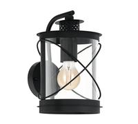 Eglo 94843 E27 Black Outdoor Wall Light HILBURN
