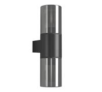 Eglo Outdoor wall Light Cropani, Porch lamp with Smoke Glass Cylinder, uplight and Downlight, Black Plastic and Glass, E27 Socket, IP54 Rating