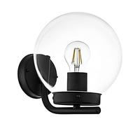 EGLO Outdoor Wall Light Taverna, Traditional External Porch Lighting, Waterproof Outside Lamp Made of Black Galvanized Steel and Clear Plastic, E27 Socket, IP44