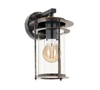 EGLO Outdoor Wall Light Valdeo, External Porch Lighting, Lantern Made of Galvanized Steel and Clear Glass, Antique Copper Outside lamp, E27 Socket, IP44