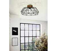 Eglo Padstow Black And Natural Metal/Wood Ceiling Light (D) 45.5Cm One Colour