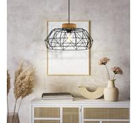 EGLO Padstowith hanging light, cage, wooden detail
