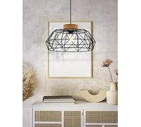 EGLO Padstowith hanging light, cage, wooden detail