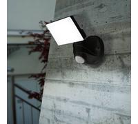 Eglo LED Outdoor Wall Lamp Pagino, Single-Bulb Exterior Light | Sensor wall light Made of Plastic, Colour: Black, Outdoor Spotlight with motion sensor, IP44