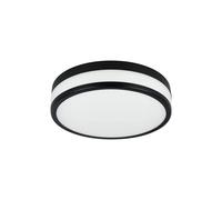 Eglo Palermo LED Glass & Black Steel Flush Bathroom Ceiling Light EGLO Black