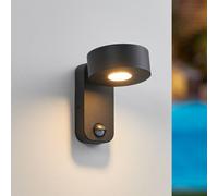 EGLO Palosco LED Outdoor Wall Light, 1-Bulb Outdoor Light with Motion Sensor and Light Sensor, Wall Light Made of Galvanised Steel in Black and Plastic in Transparent, LED Outdoor Lamp Warm White,