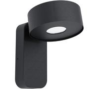 EGLO Palosco LED Outdoor Wall Light - Modern Black Galvanised Steel, Clear Plastic, 1-Bulb, IP44, Warm White 3000K