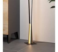 EGLO LED floor lamp Panagria, minimalist standing light, living room corner floorlamp made of aluminium, steel and wood in black and brown, FSC100HB, warm white