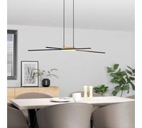 EGLO Panagria LED pendant light, black with wooden detail