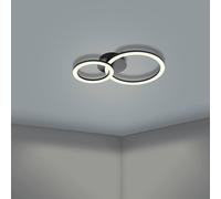 Eglo Parrapos-Z Modern Black Steel Smart Control, Colour Changing Ceiling Light, (W) 30Cm Black
