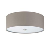 Eglo Pasteri Taupe Fabric Flush Ceiling Light, Cream