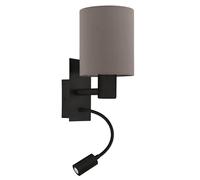 Eglo Pasteri Black And Brown Wall Lamp With Reading Light Brown