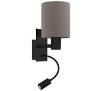 Eglo Pasteri Fabric LED Wall Lamp with Reading Light - Black