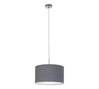 Eglo Pasteri Fabric Pendant lamp, Steel and Fabric Hanging Light Coloured in Matt Nickel and Grey, E27 Socket, Ø: 38 cm/14.9 inches