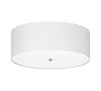 Eglo Pasteri Flush Ceiling Lamp, 3-Bulb Kitchen and Living Room Lighting, Flush Mount Light in Matt Nickel Steel, White Fabric and Glass, E27 Socket