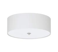 EGLO Pasteri Flush Ceiling Lamp, 3-Bulb Kitchen and Living Room Lighting, Flush Mount Light in Matt Nickel Steel, White Fabric and Glass, E27 Socket,