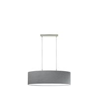 EGLO Pasteri Pendant Lamp, 2-Bulb Textile Pendant Light, Oval Pendant Light Made of Steel and Fabric, Matt Nickel, Grey, E27 Socket, L 75 cm