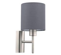 EGLO Pasteri Wall Light with Switch - Nickel & Grey | TJ Hughes