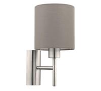 Eglo Pasteri Satin Nickel Metal And Fabric Wall Light In Taupe Taupe One Size