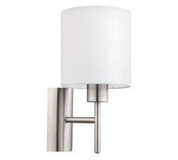 Eglo Pasteri Satin Nickel/White Fabric Wall Light With Switch, White