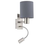 Eglo Pasteri Steel And Fabric Wall Or Reading Light In Silver Silver One Size