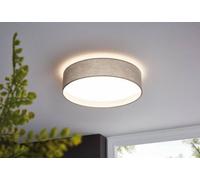 Eglo Pasteri Taupe Fabric Led Flush Ceiling Light - Energy-Efficient, Warm White Light (D) 32Cm