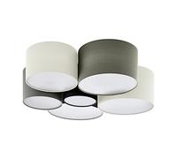 Eglo Pastore 6-Flame Textile Ceiling Light, Material: Steel, Fabric, Colour: White, Brown, Grey, Black, Socket: E27
