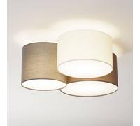 Eglo Pastore Ceiling Light, 3-Flame Textile Ceiling Lights, Material: Steel, Fabric, Colour: White, Anthracite Brown, Grey, Socket: E27