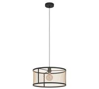Eglo Pendant Lamp Dellow, Industrial Light Above Dining Table, Hanging Grid lamp, 1-Bulb Metal Ceiling in Black and Brass, E27 Socket, Ø 15 cm