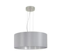 Eglo Pendant Lamp Maserlo, 3-Light Textile Pendant Light, Hanging lamp Made of Steel and Fabric, Colour: matt Nickel, Grey, Silver, Socket: E27, Diameter: 53 cm