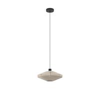 Eglo Pendant Lamp Midsumer, Dining Table Light Fixture, Japanese Style Room Lamp, Black Metal and Cream Textile, E27 Socket, Ø 38 cm