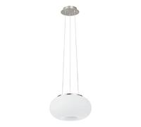 Eglo Pendant lamp Optica, 2-Light Pendant luminaire, Hanging lamp Made of Steel, Colour: matt Nickel, Glass: Opal matt White, Socket: E27, Ø: 28 cm