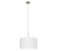 Eglo Pendant Lamp Pasteri, 1 Bulb Fabric Pendant Light, Steel and Fabric Hanging Ceiling Lights, Colour: Nickel Matt, White, Socket: E27, Ø: 38 cm (14.9")