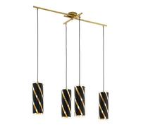 EGLO Pendant Lamp Pinto Nero 1, 4-light pendant lamp, Material: Steel | Colour: Gold, Glass: Black, Gold, Socket: E27