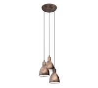 EGLO Pendant Lamp Priddy 1, 3-Light Vintage Pendant in Industrial Style