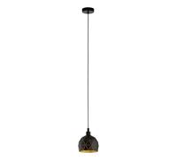 Eglo Pendant Lamp Roccaforte, 1 Bulb Vintage Pendant Light, Retro Hanging lamp Made of Steel in Black and Gold, E14 Socket, Ø 17 cm
