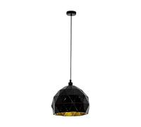 EGLO Pendant Lamp Roccaforte, 1 bulb vintage pendant light, retro hanging lamp made of steel in black and gold, E27 socket, Ø 30 cm