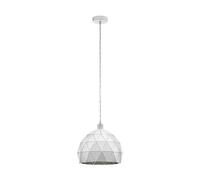 EGLO Pendant Lamp Roccaforte, 1 bulb vintage pendant light, retro hanging lamp made of white steel, E27 socket, Ø 30 cm