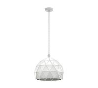 EGLO Pendant Lamp Roccaforte, 1 bulb vintage pendant light, retro hanging lamp made of white steel, E27 socket, Ø 40 cm