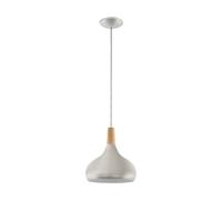 Eglo Lighting Eglo Sabinar Single Light Medium Ceiling Pendant in Brushed Silver Finish With Wood Detail