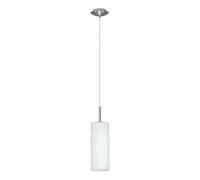 Eglo Pendant Lamp Troy 3, 1 Bulb Pendant Light, Material: Steel, Colour: Nickel Matt, Glass: Satin White, Socket: E27, Ø: 10,5 cm (4.1")