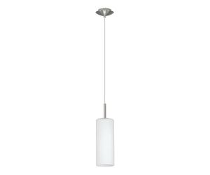 Eglo Pendant Lamp Troy 3, 1 Bulb Pendant Light, Material: Steel | Colour: Nickel Matt, Glass: Satin White, Socket: E27, Ø: 10,5 cm (4.1")