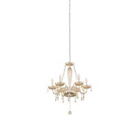 Eglo Pendant Light Basilano, 6-Light Vintage Chandelier, Shabby Chic Hanging Lamp Made of Steel and Glass in Chrome and Cognac, Dining Table Lamp, Hanging Living Room Light with E14 Socket