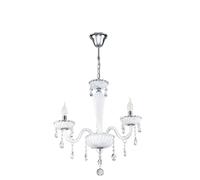 Eglo Pendant Light Carpento, 3-Light Vintage Chandelier, Shabby Chic Hanging Lamp Made of Steel and Glass in Chrome, White, Dining Table Lamp, Hanging Living Room Light with E14 Socket