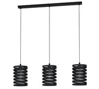Eglo Pendant Light Cremella, 3-Light Hanging Lamp Vintage, Industrial, Steel Pendant Lamp in Black, Dining Table Light, Hanging Living Room Lamp with E27 Socket, L 94 cm