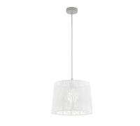 Eglo Pendant Light Hambleton, Single-Bulb Hanging Lamp Vintage, Retro, Steel Pendant Lamp in White, Matte Nickel, Dining Table Light, Hanging Living Room Lamp with E27 Socket