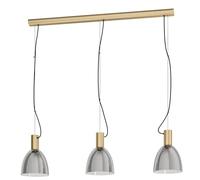Eglo Pendant Light Lebalio, 3-Light Hanging Lamp Vintage, Suspension Lamp in Burnished Steel and Smoke Glass, Dining Table Light, Hanging Living Room Lamp with E27 Socket, L 112.5 cm